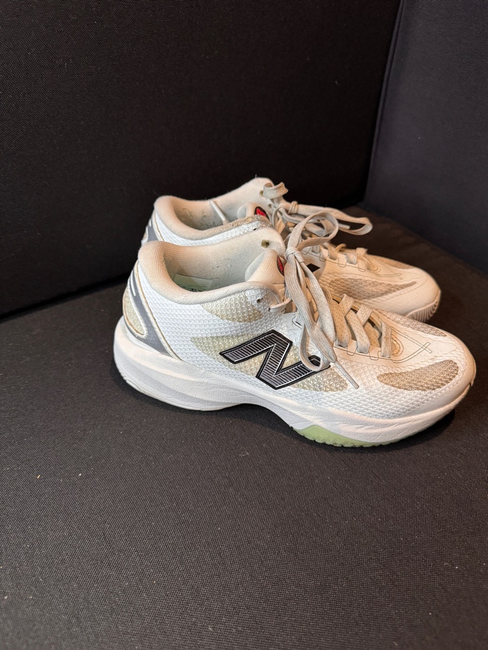 New Balance Women's White and Light Gray Mesh Sneakers